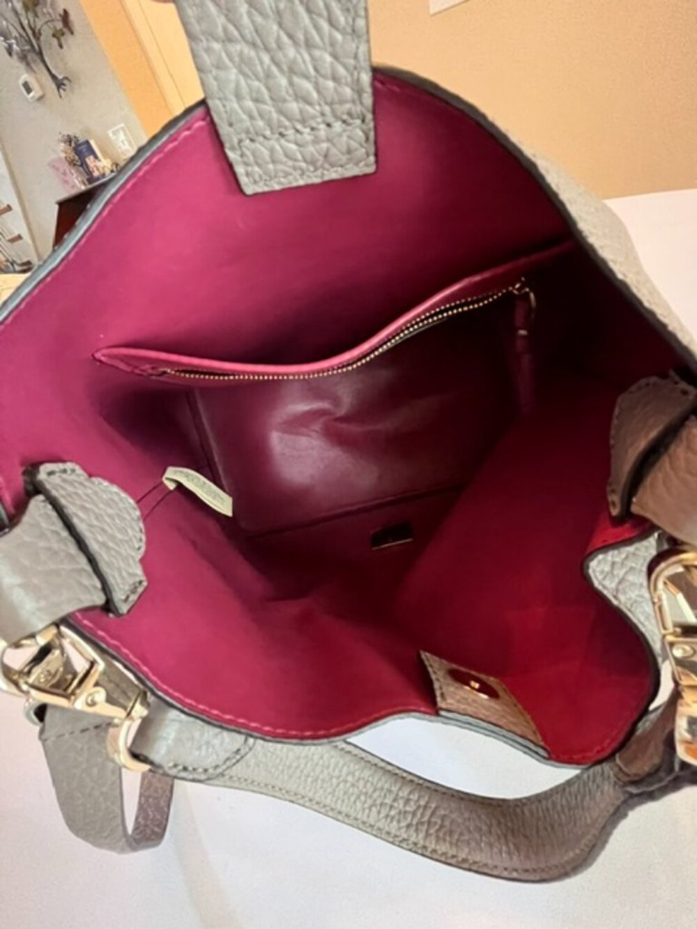 KATE SPADE | New York Gray Pebbled Leather Tote Hobo Shoulder bag-EUC - Picture 13 of 16
